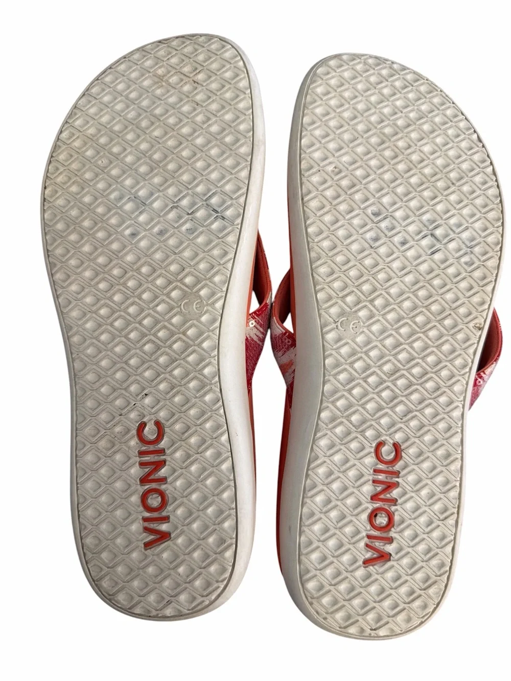Vionic 44 Tides Sequin Thong Sandals Womens Size 10 Orange Red